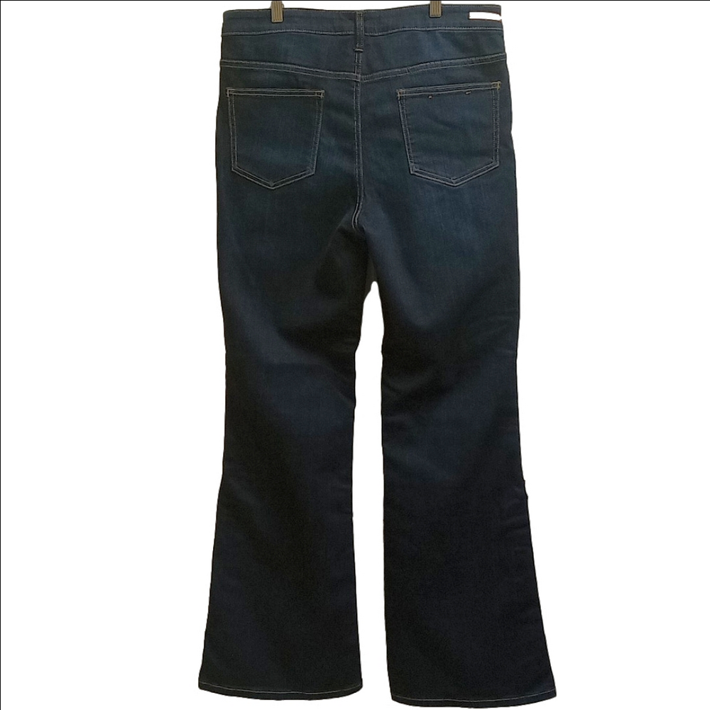 PILCRO BY ANTHROPOLOGY DARK WASH DENIM HIGH RISE BOOTCUT JEANS WITH SIDE BUTTONS - Picture 7 of 15